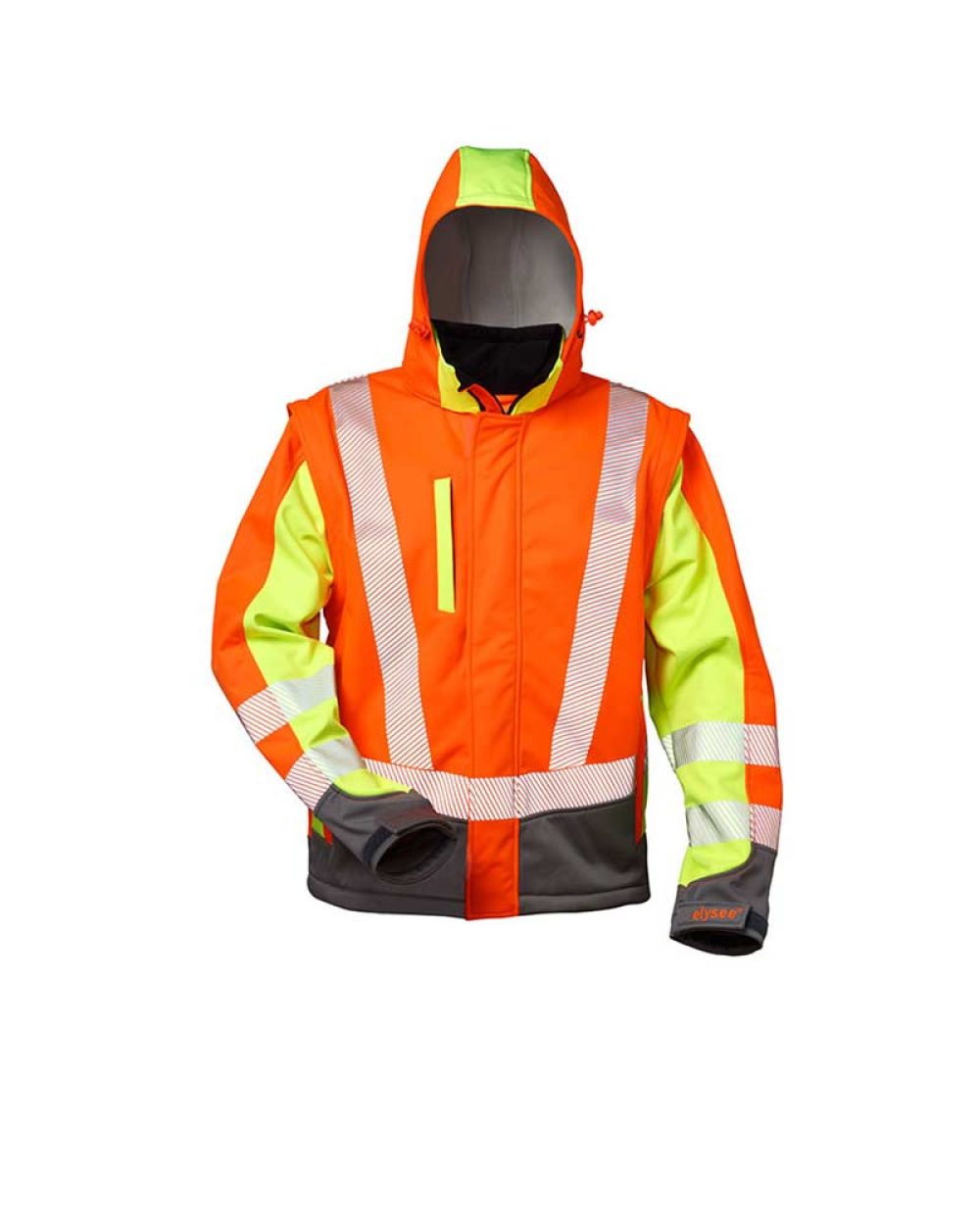 Warnschutz-Softshelljacke 2farbig mit abnehmbarer Kapuze Gr.S-5XL 