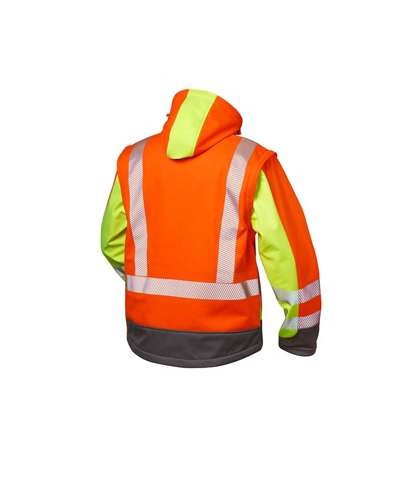 Winter Warnschutz-Softshelljacke 2farbig Gr.S-5XL abnehmbare Kapuze Gr.S-5XL 
